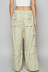 POL Floral Cargo Wide Leg Pants with Lace Drawstring OutfitFlow