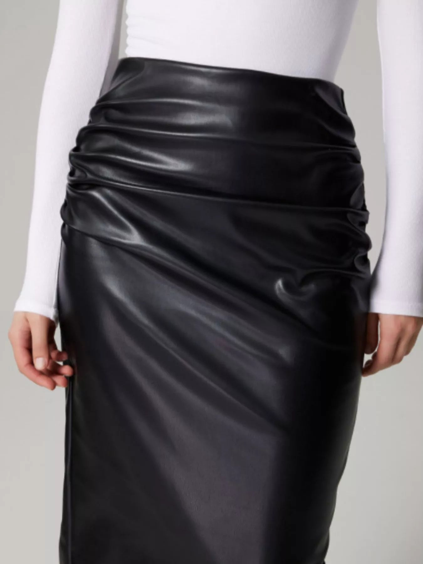 Slit Back Leather Skirt OutfitFlow