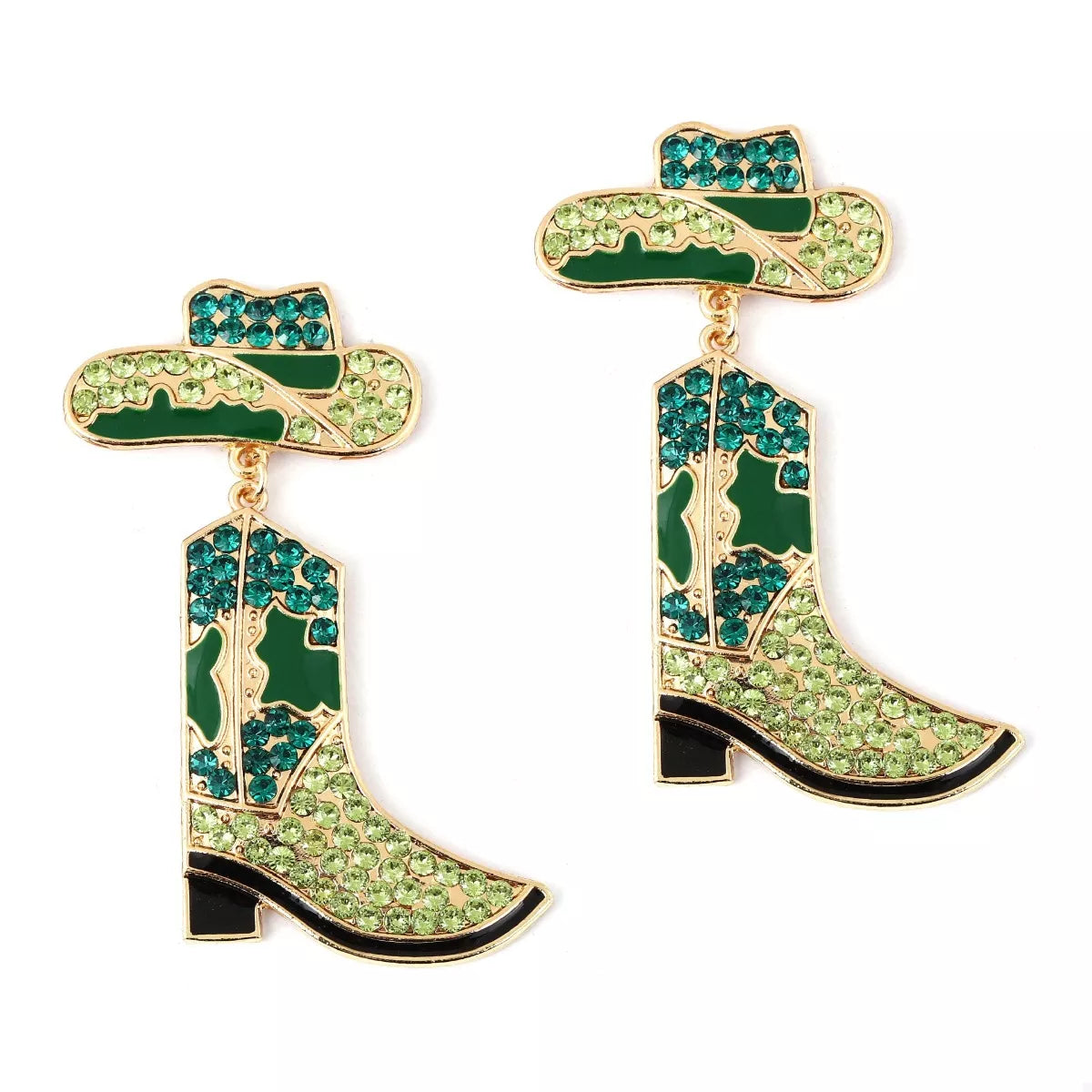 Rhinestone Cowboy Boot Dangle Earrings OutfitFlow