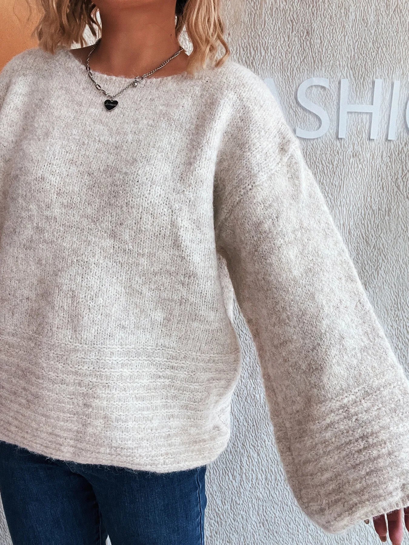 Relaxed Fit Round Neck Sweater Trendsi