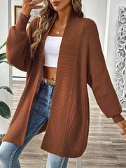 Open Front Ribbed Knit Cardigan OutfitFlow