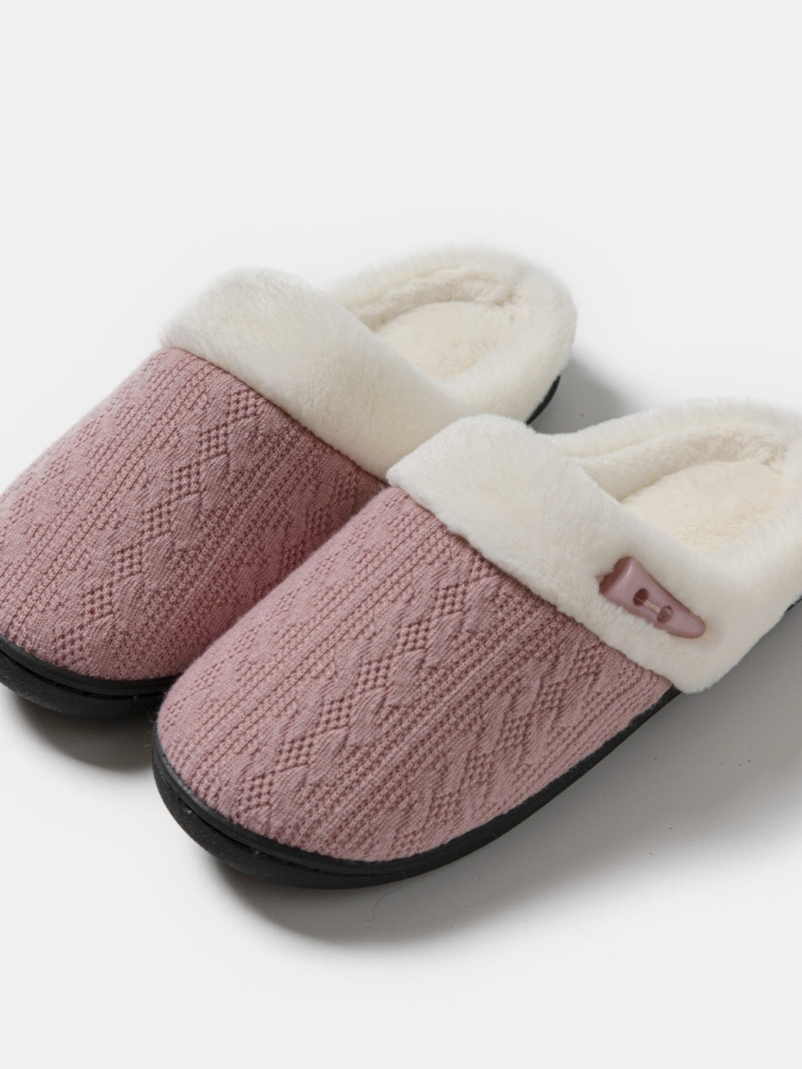 Outfit Flow - Horn Buckle Furry Texture Flat Slippers