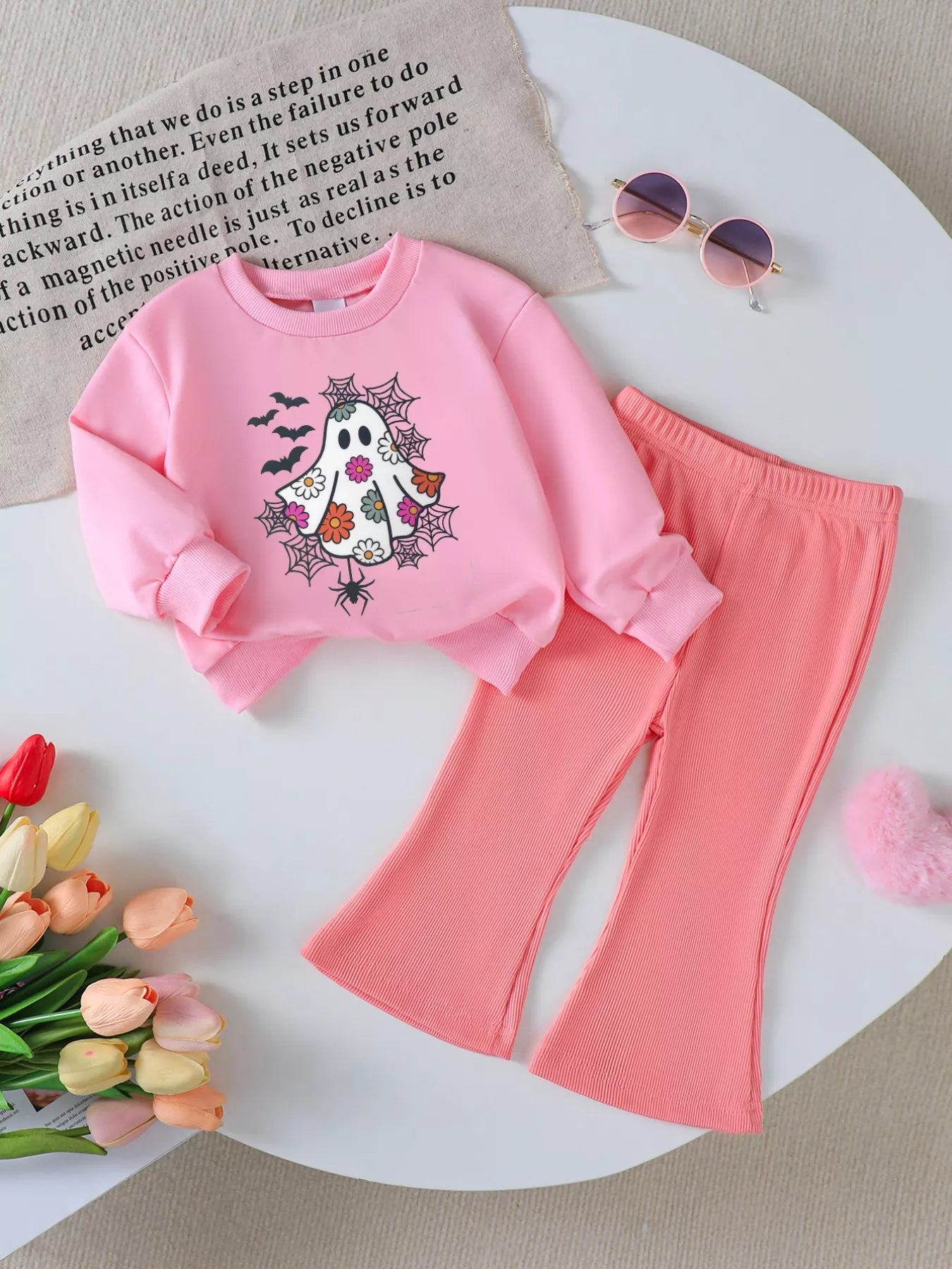 Children's Halloween Graphic Sweatshirt and Flare Pants Set Print 5 OutfitFlow