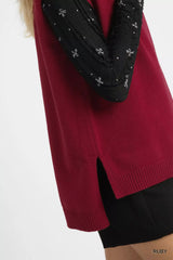 Umgee High-Low Turtleneck Sleeveless Sweater Top OutfitFlow