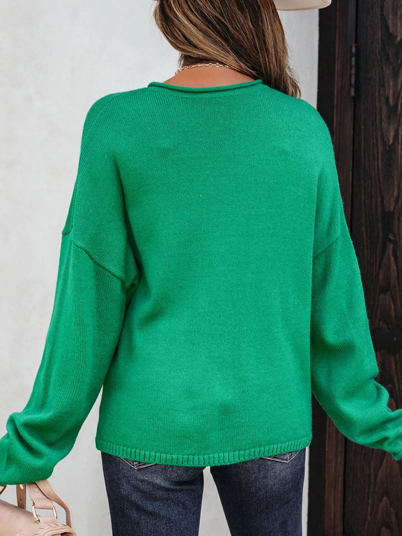 Solid Color Knit Button Drop Shoulder Sweater Cardigan OutfitFlow