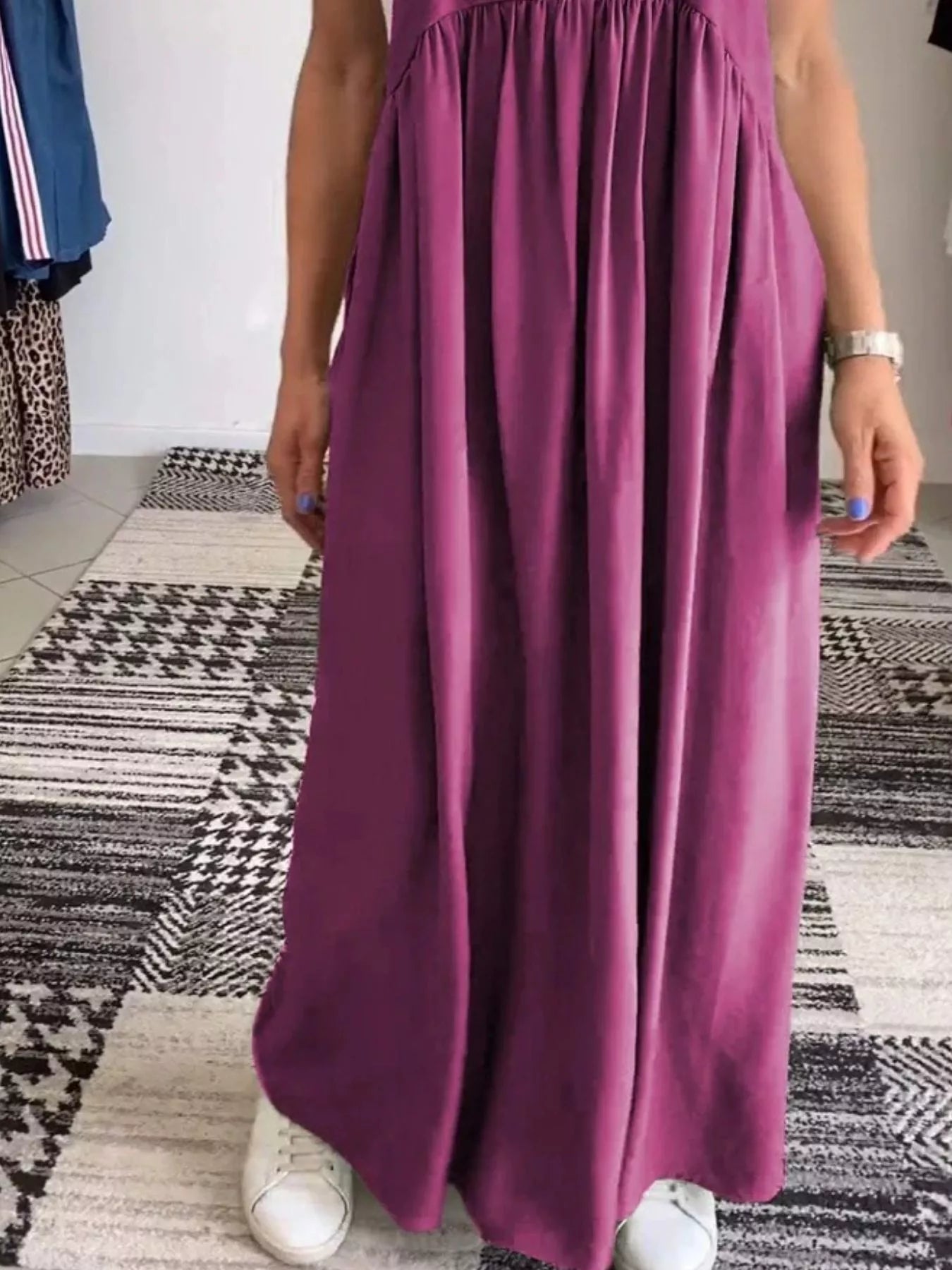 Full Size Ruched Wide Strap Overall Maxi Dress Plus Size OutfitFlow