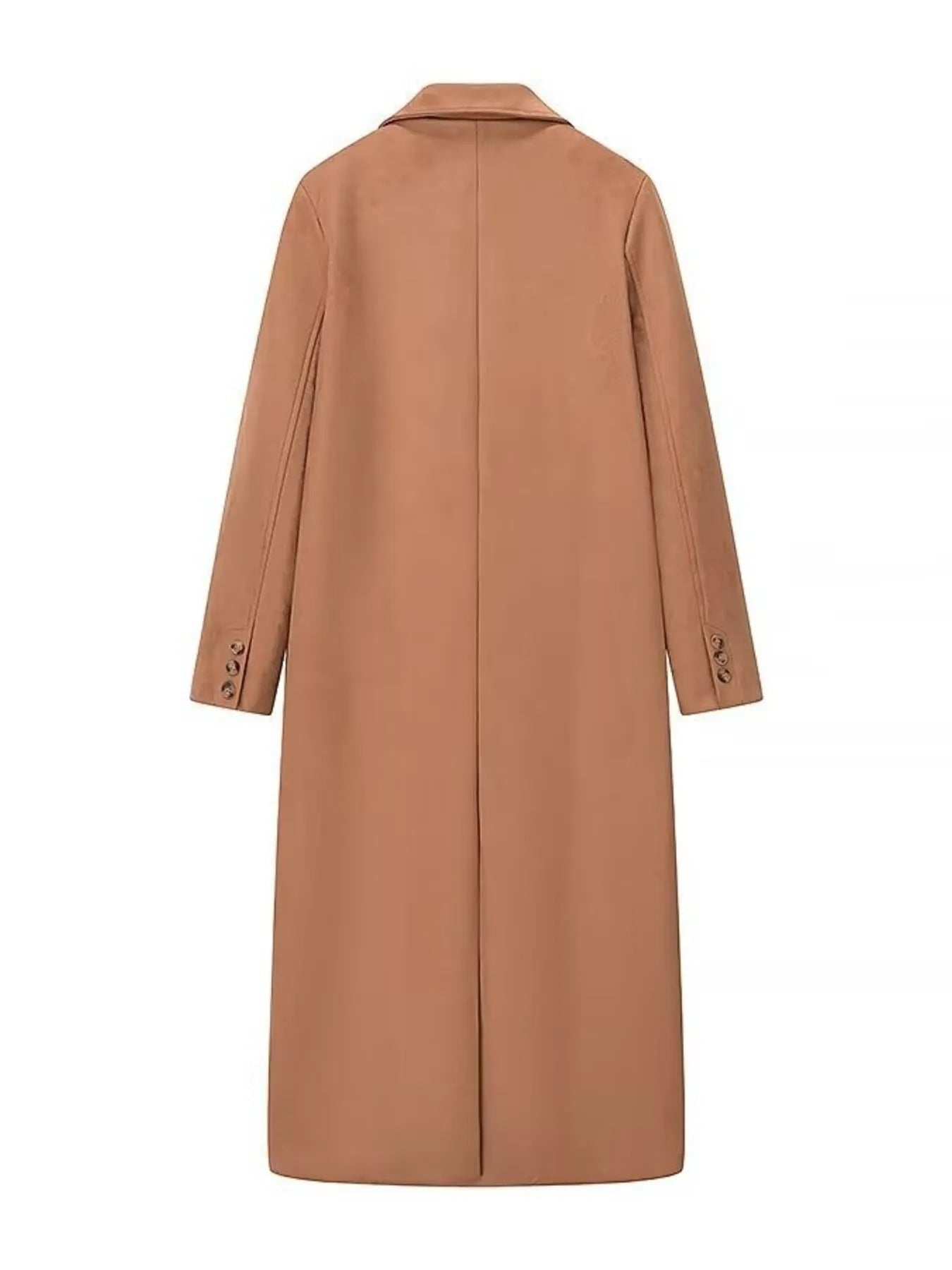 Double-Breasted Lapel Collar Long Coat Trendsi