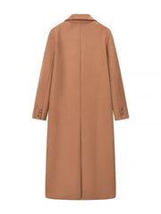 Double-Breasted Lapel Collar Long Coat Trendsi