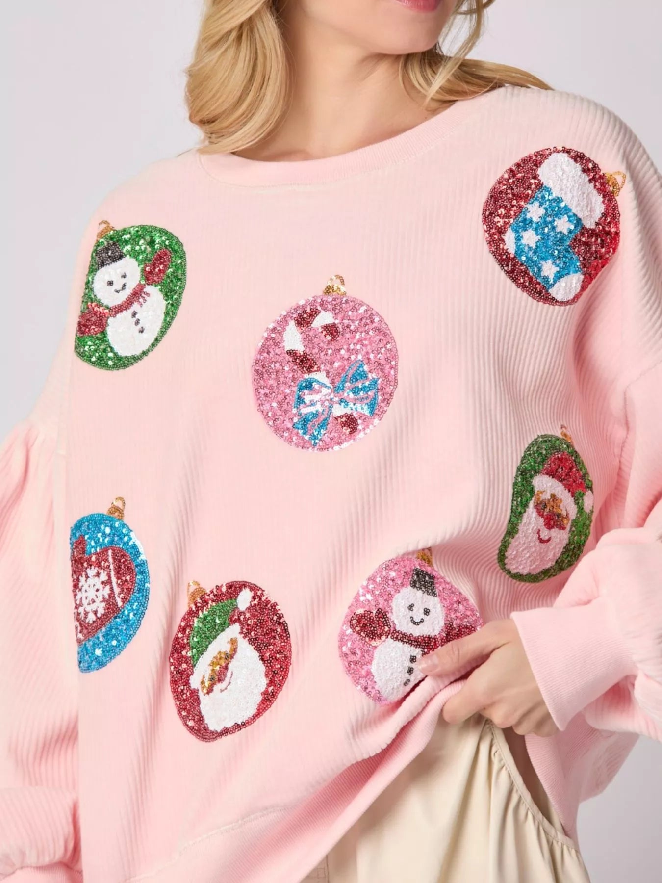 Christmas Sequin Embellished Sweatshirt OutfitFlow