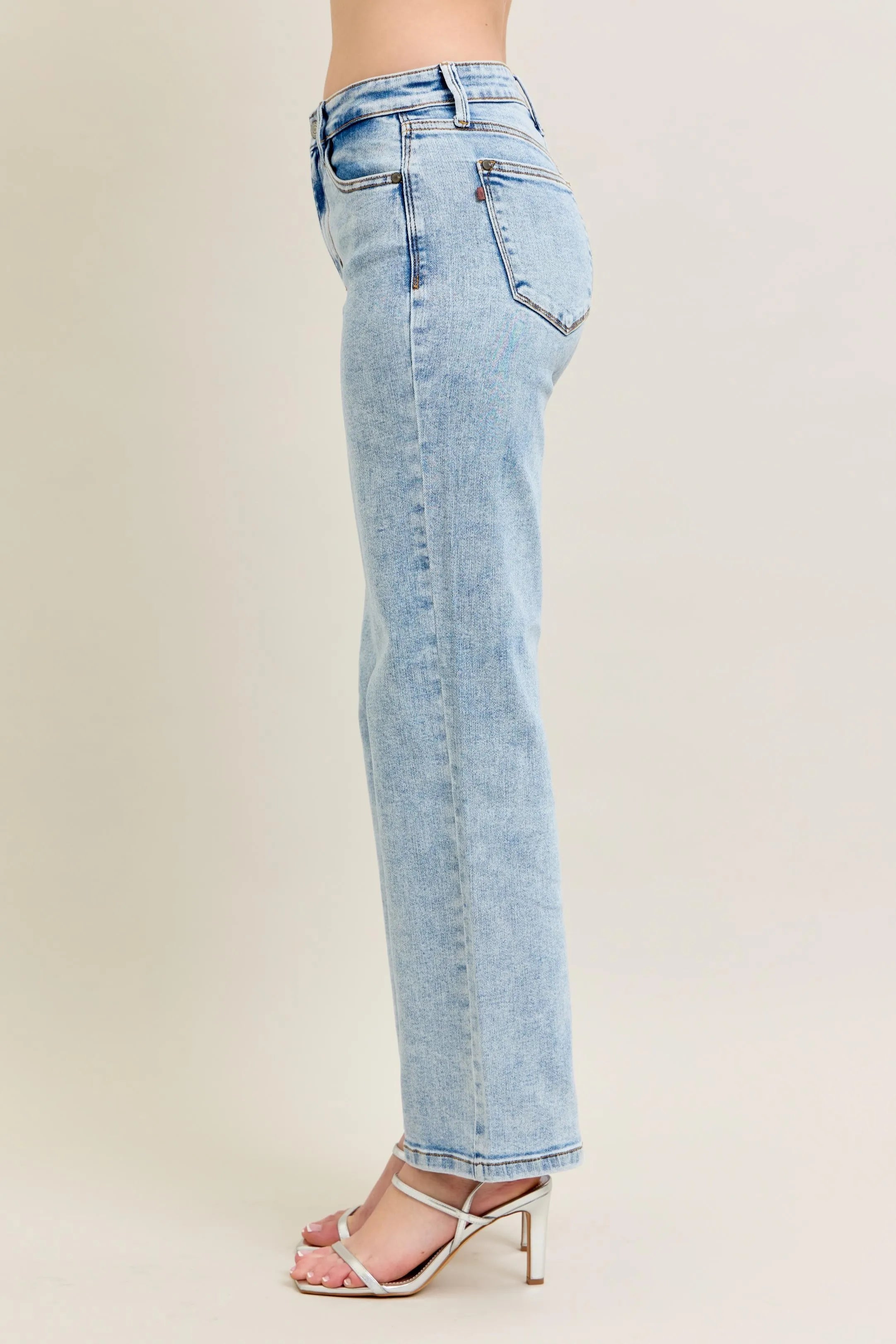 Judy Blue Full Size High Waist Stone Wash Straight Jeans Plus Size OutfitFlow