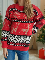 Outfit Flow - Christmas Element Round Neck Long Sleeve Sweater