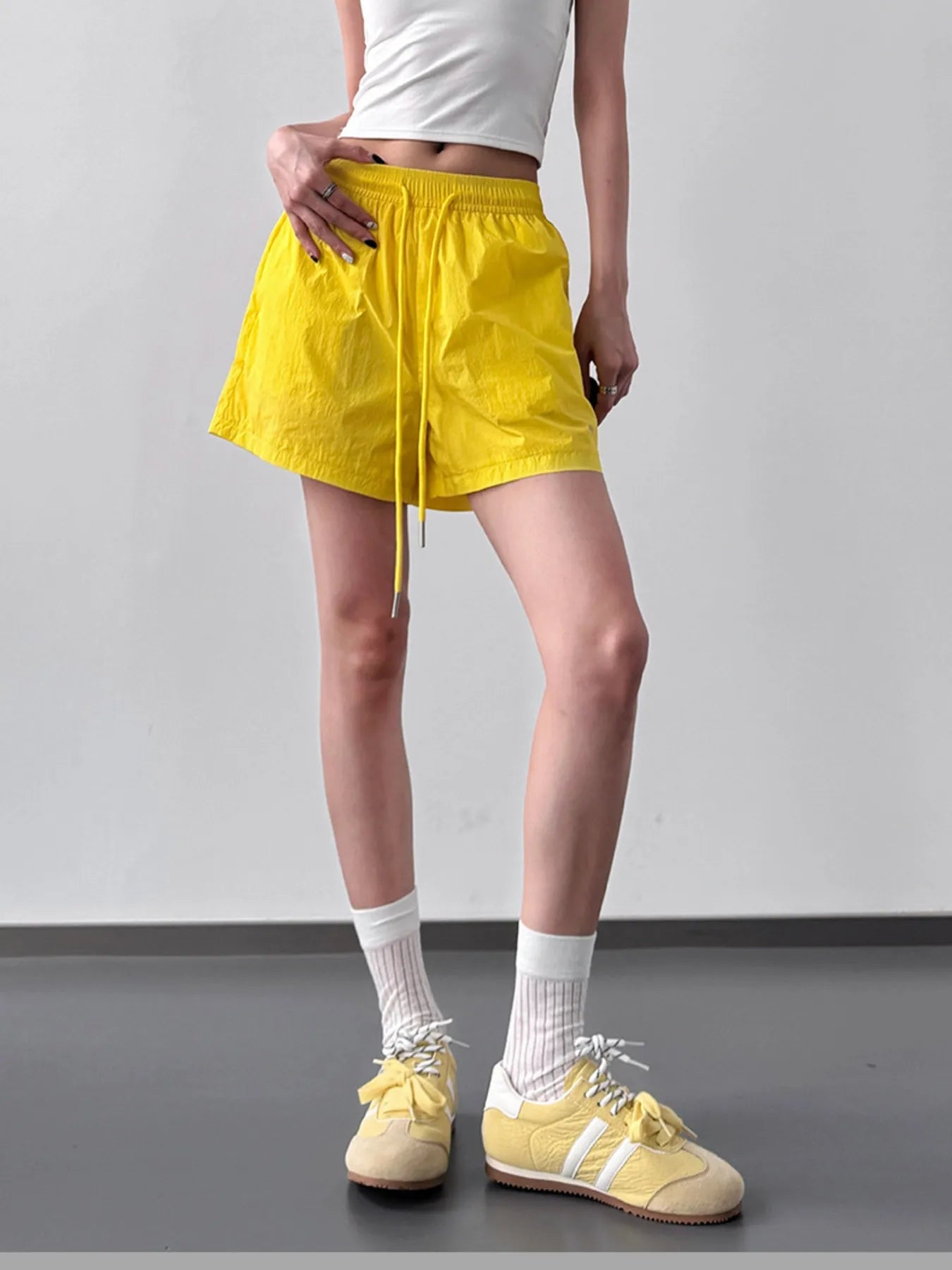 High Waisted Drawstring Shorts OutfitFlow