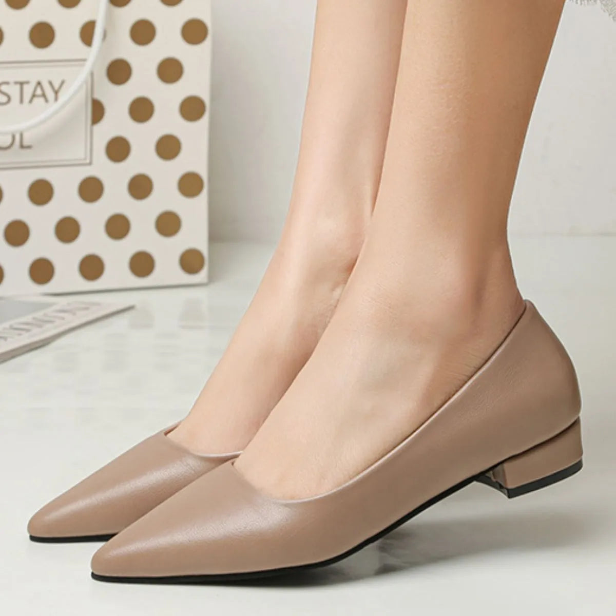 Pointed Toe Low Heel Pump OutfitFlow