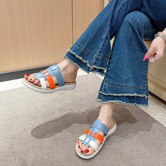 Open Toe Platform Sandals Light Blue OutfitFlow