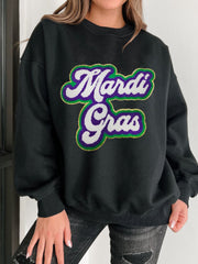 MARDI GRAS Round Neck Drop Shoulder Sweatshirt OutfitFlow
