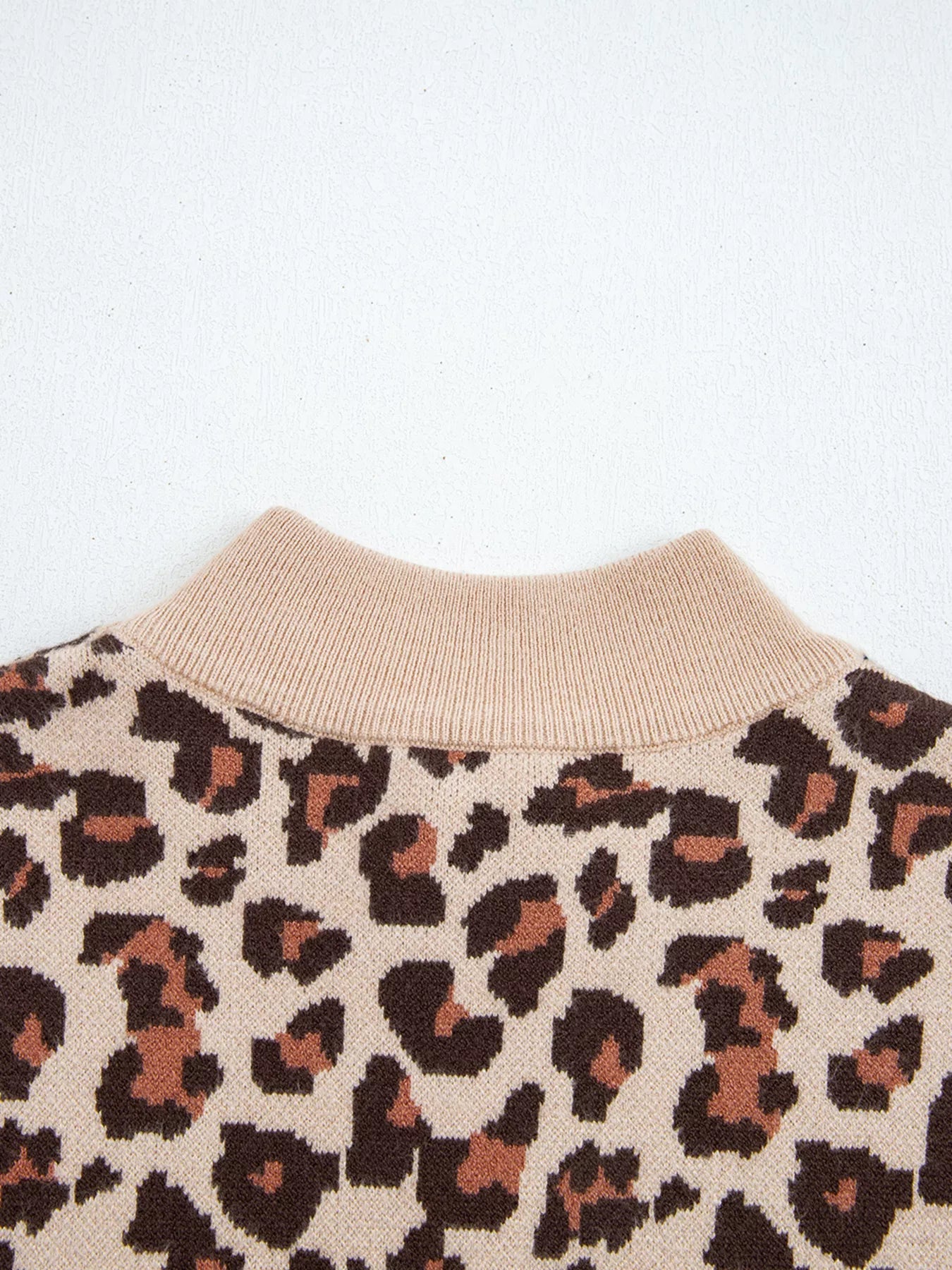 Leopard Print High Neck Shift Mini Sweater Dress OutfitFlow