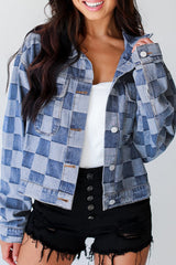 Outfit Flow - Checkered Button Up Denim Jacket