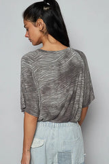 POL Zebra Print Round Neck Half Sleeve T-Shirt OutfitFlow