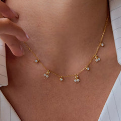 18K Gold-Plated Zircon Cherry Necklace OutfitFlow