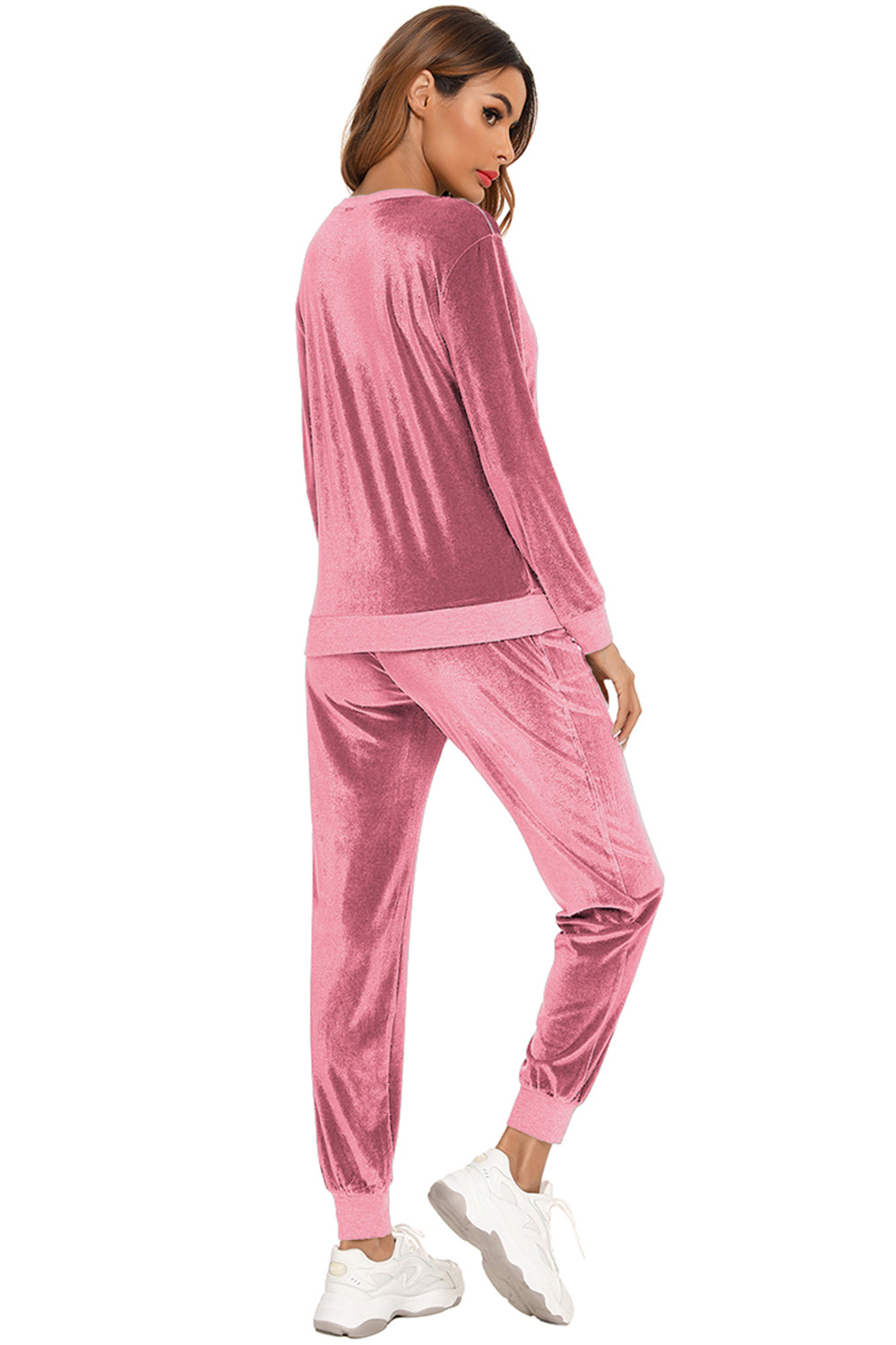 Outfit Flow - Round Neck Long Sleeve Loungewear Set with Pockets