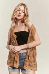 ADORA Button Down Crochet Vest Top OutfitFlow