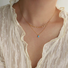 Outfit Flow - Stainless Steel Opal Pendant Necklace