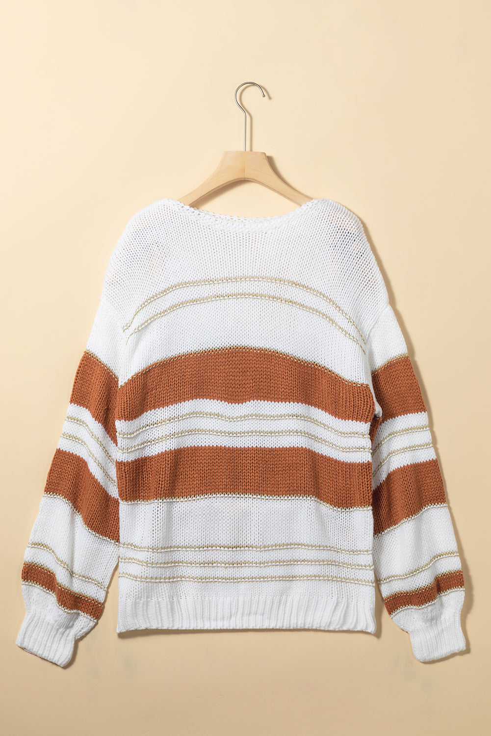 Outfit Flow - Striped Round Neck Dropped Shoulder Sweater