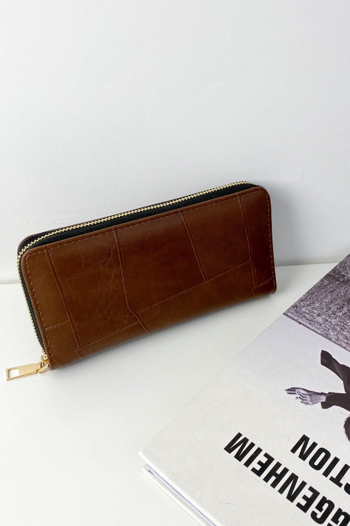 PU Leather Mulit-Interlayer Wallet Dark Brown One Size OutfitFlow