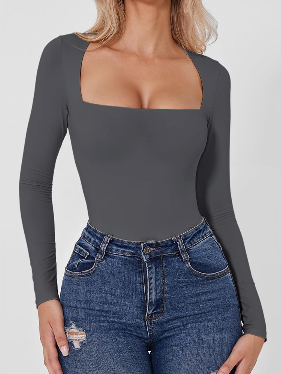 Outfit Flow - Square Neck Long Sleeve Bodysuit