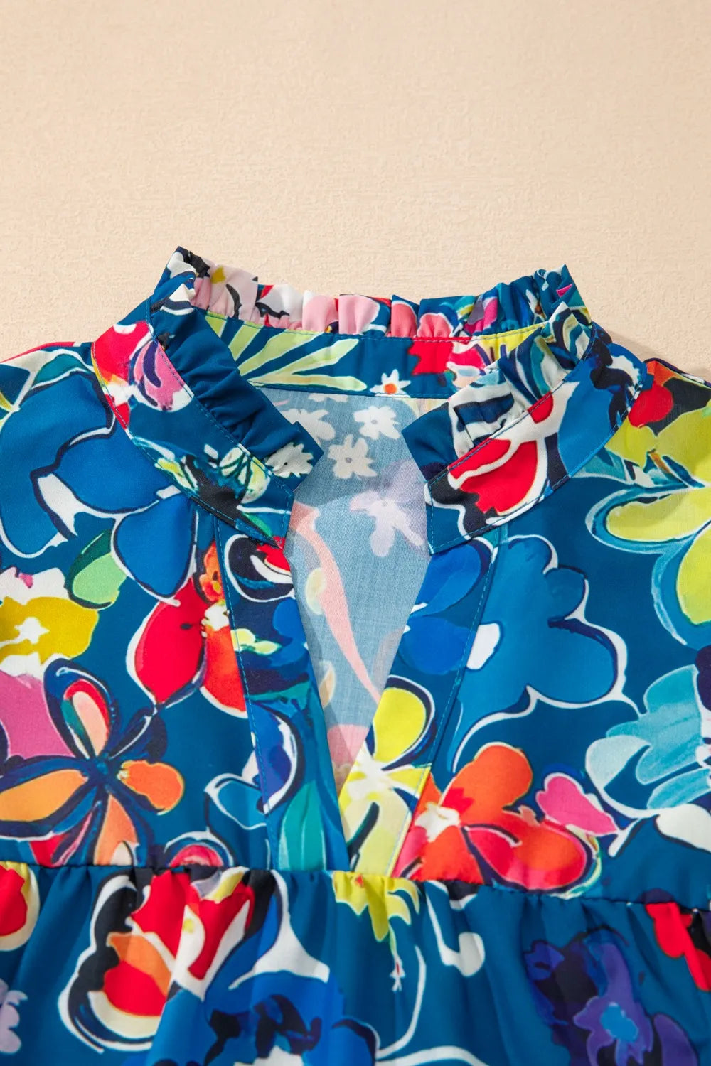 Floral Print Ruffle Sleeve Loose Blouse OutfitFlow