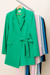 BiBi Wrap Tie Detailed Long Blazer OutfitFlow