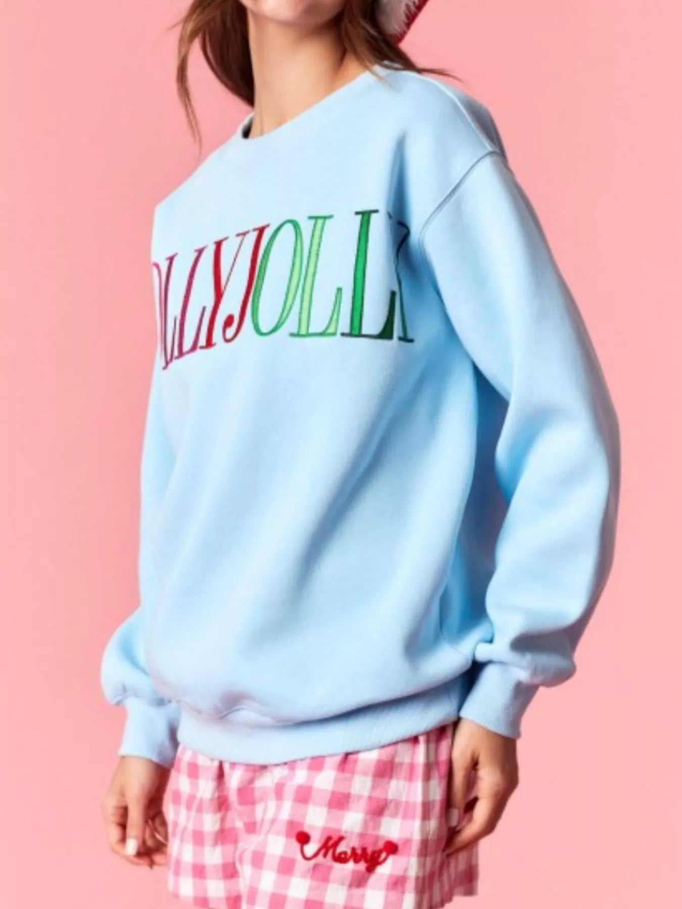 Holly Jolly Crew Neck Christmas Sweatshirt OutfitFlow