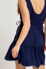Umgee Frill Drawstring Waist Round Neck Mini Tank Dress OutfitFlow