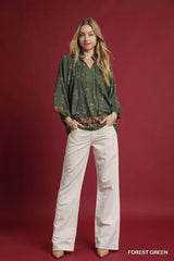 Umgee Floral Boho Peasant Blouse OutfitFlow