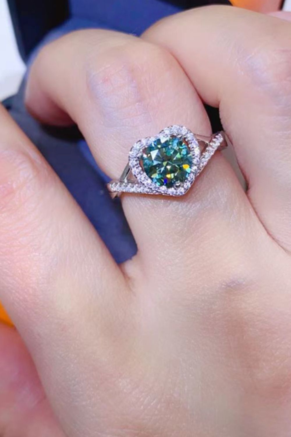 Adored 1 Carat Moissanite 925 Sterling Silver Heart Ring OutfitFlow