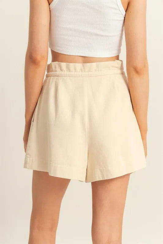 HYFVE High-Waisted Washed Twill Paperbag Shorts OutfitFlow