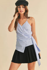 Aemi + Co Side Knotted Surplice Striped Cami OutfitFlow