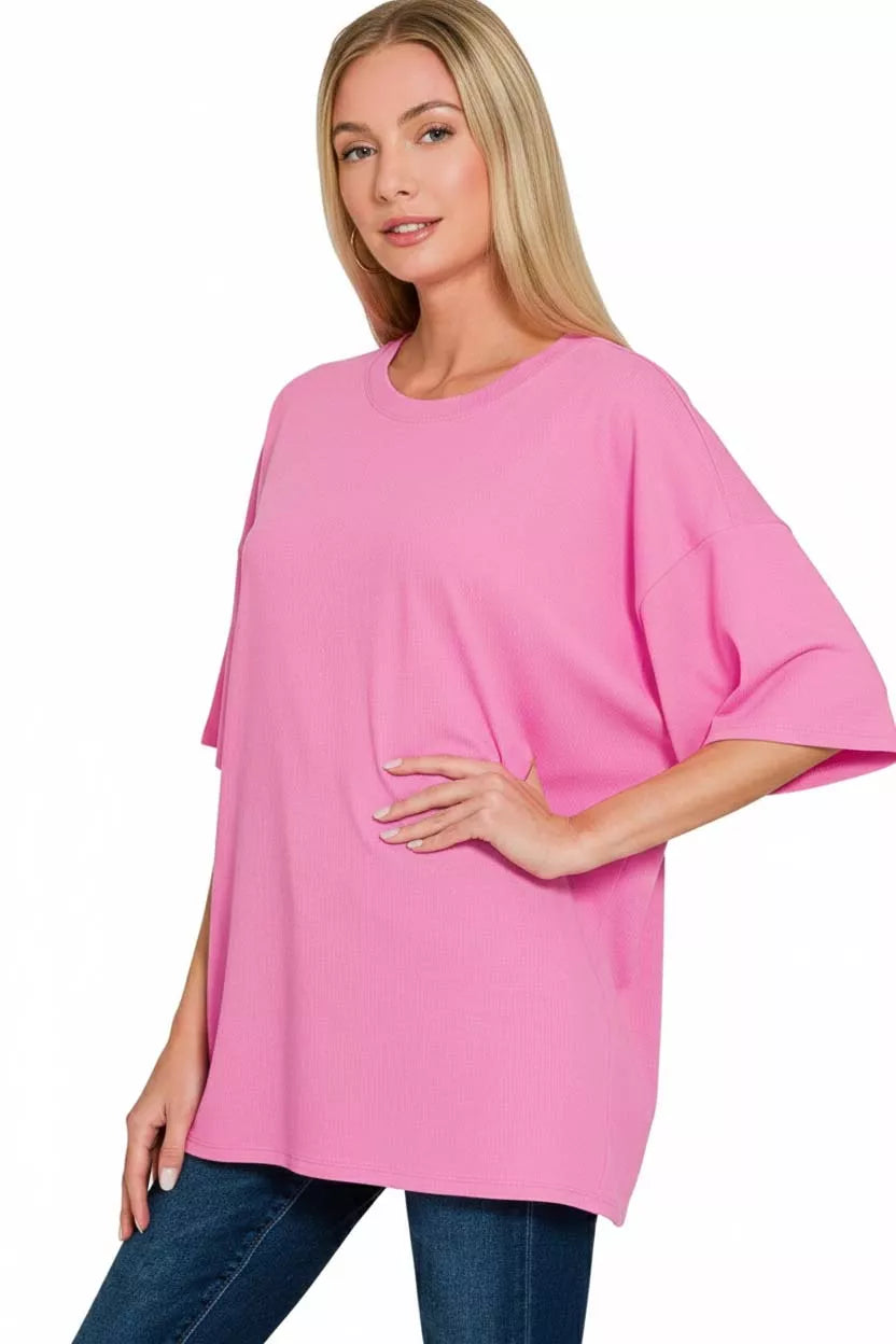 Zenana Cotton Short Sleeve Oversized Tunic Tee OutfitFlow