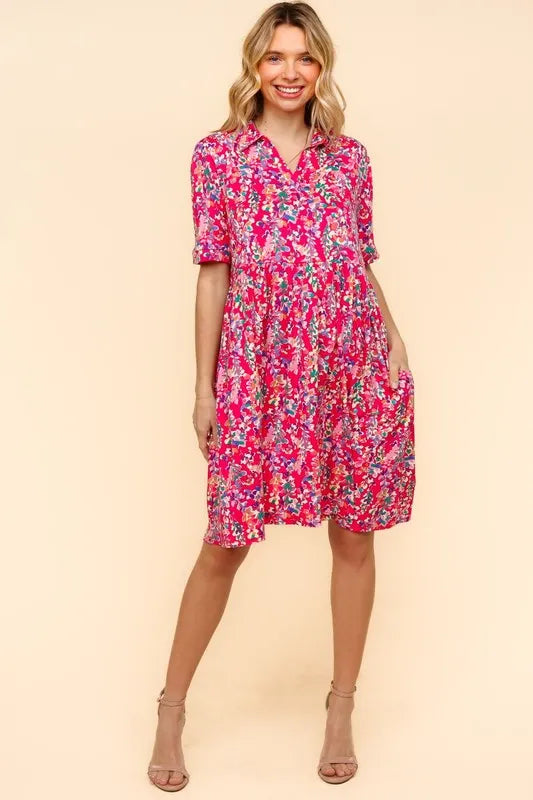 Haptics Johnny Collar Babydoll Dress with Side Pockets OutfitFlow