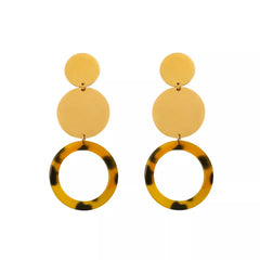 18K Gold-Plated Geometric Circle Dangle Earrings OutfitFlow