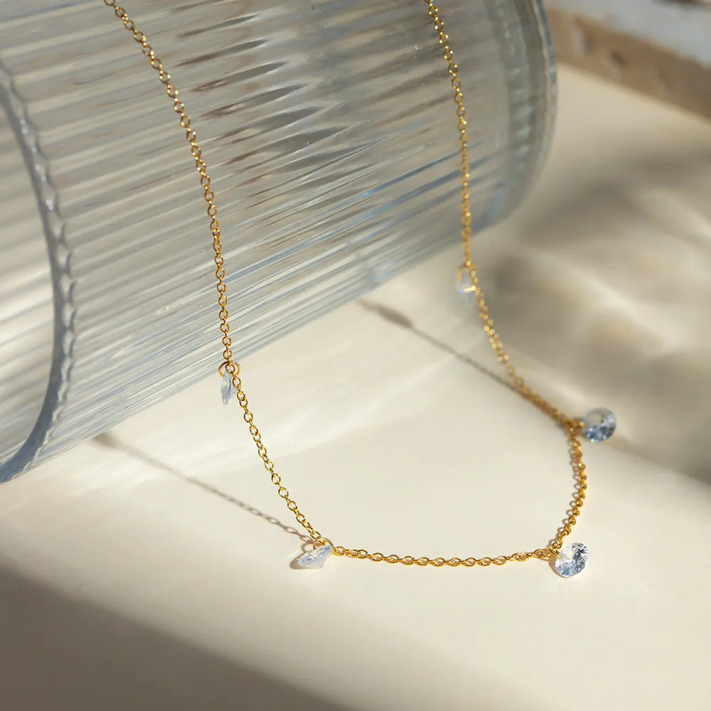 Stainless Steel Rhinestone Charm Necklace OutfitFlow