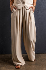 Outfit Flow - Ruched Wide Leg Pants with Pockets