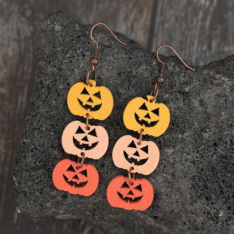 Wooden Contrast Pumpkin Earrings OutfitFlow