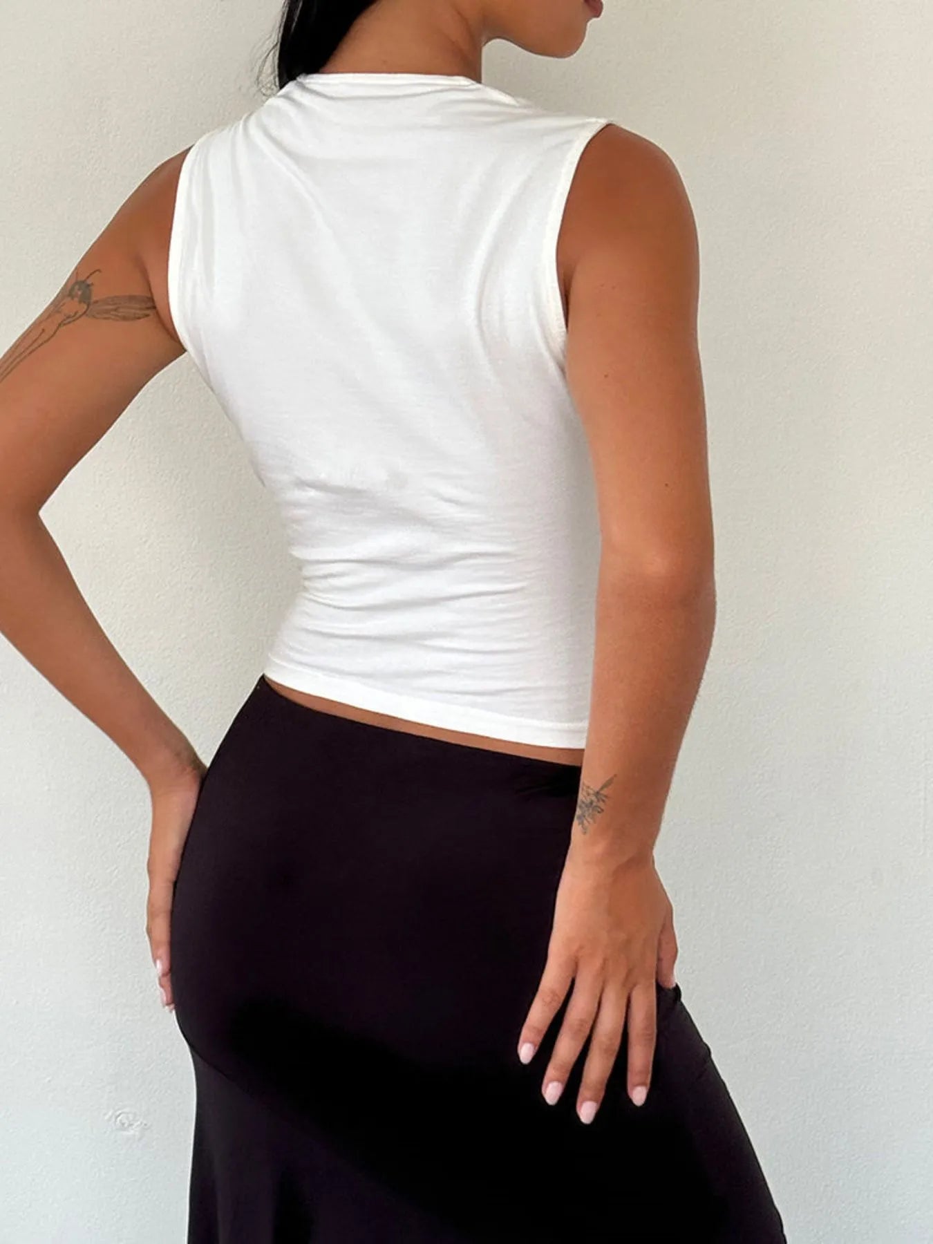 Bow Detail Square Neck Cropped Tank OutfitFlow