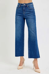 RISEN Full Size Tummy Control High Rise Wide Crop Jeans Plus Size Trendsi