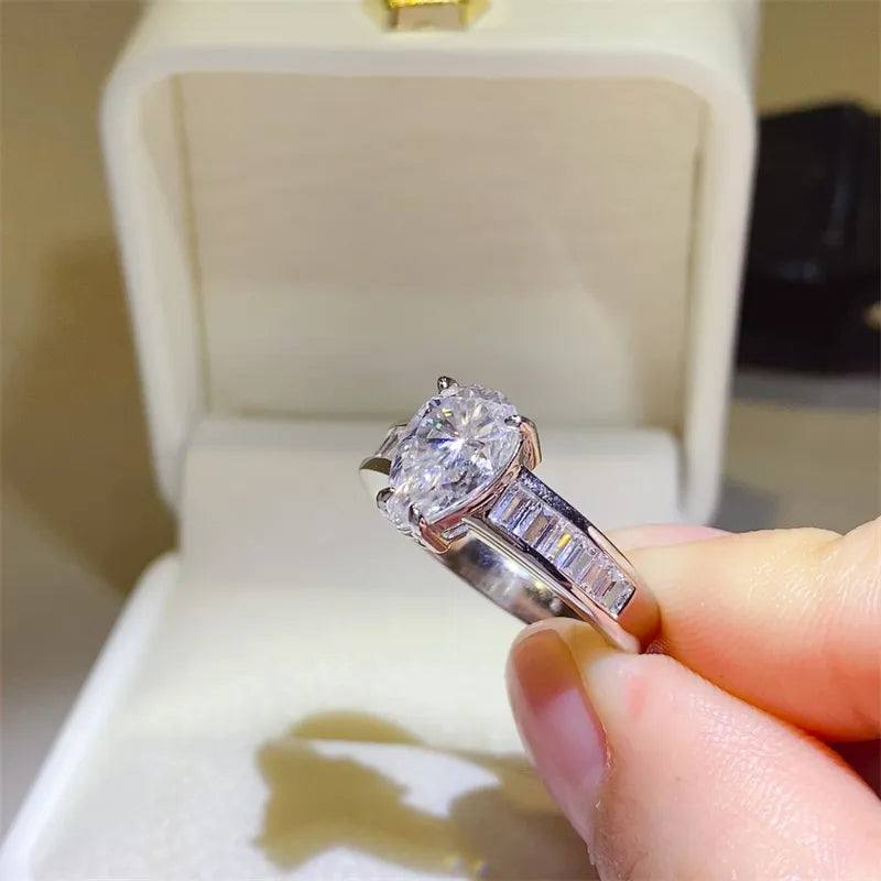 3 Carat Moissanite 925 Sterling Silver Ring OutfitFlow