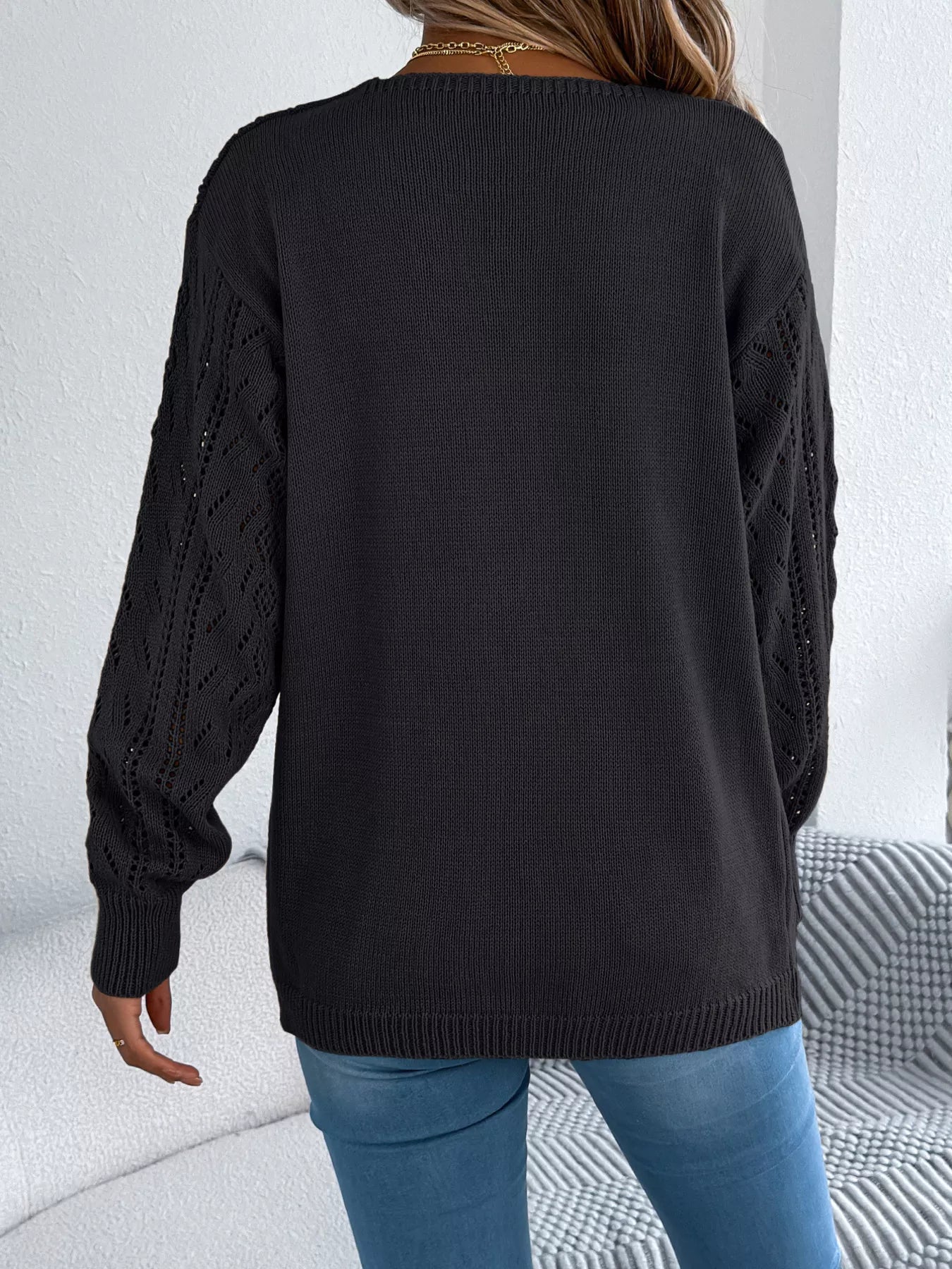 Openwork Open Front Cardigan OutfitFlow