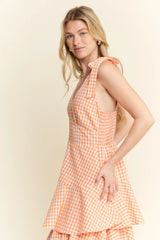 Jade By Jane Sleeveless Gingham Print Tiered Midi Dress OutfitFlow