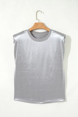 Round Neck Satin Tank Top OutfitFlow