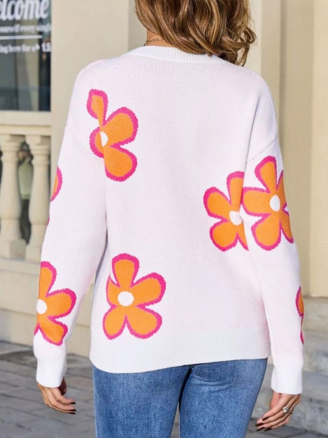 Floral Crew Neck Sweater Trendsi